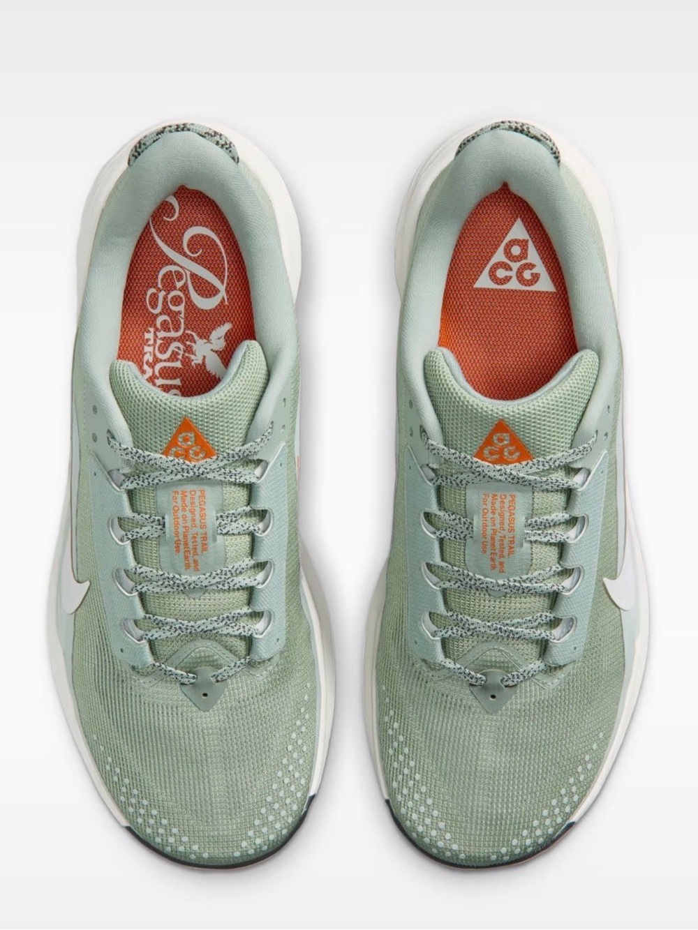 Nike Women's Sage Green and Orange ACG Trail Sneakers